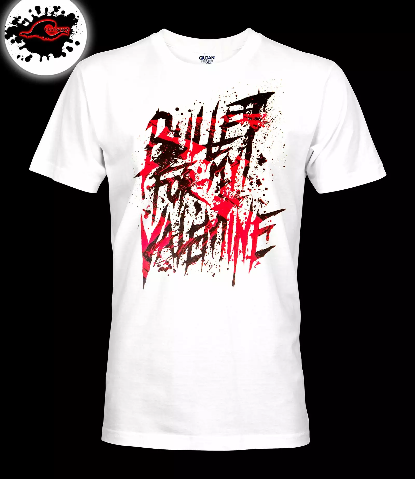 Gildan - Premium Bullet For My Valentine - Splattered Logo - White Band T-Shirt