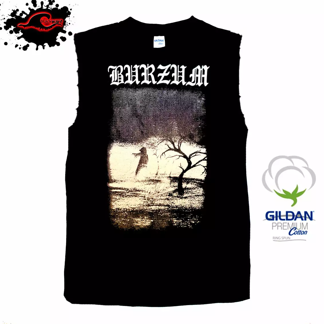 Gildan - Premium Burzum - When Night Falls - Frayed-Cut Modified Singlet