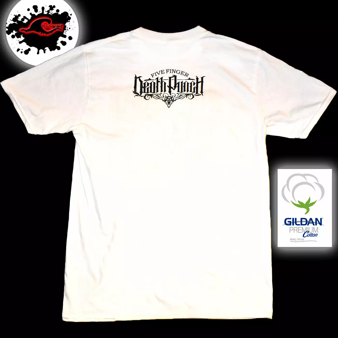 Gildan - Premium Five Finger Death Punch - Classic Logo - White Band T-Shirt - Image 2