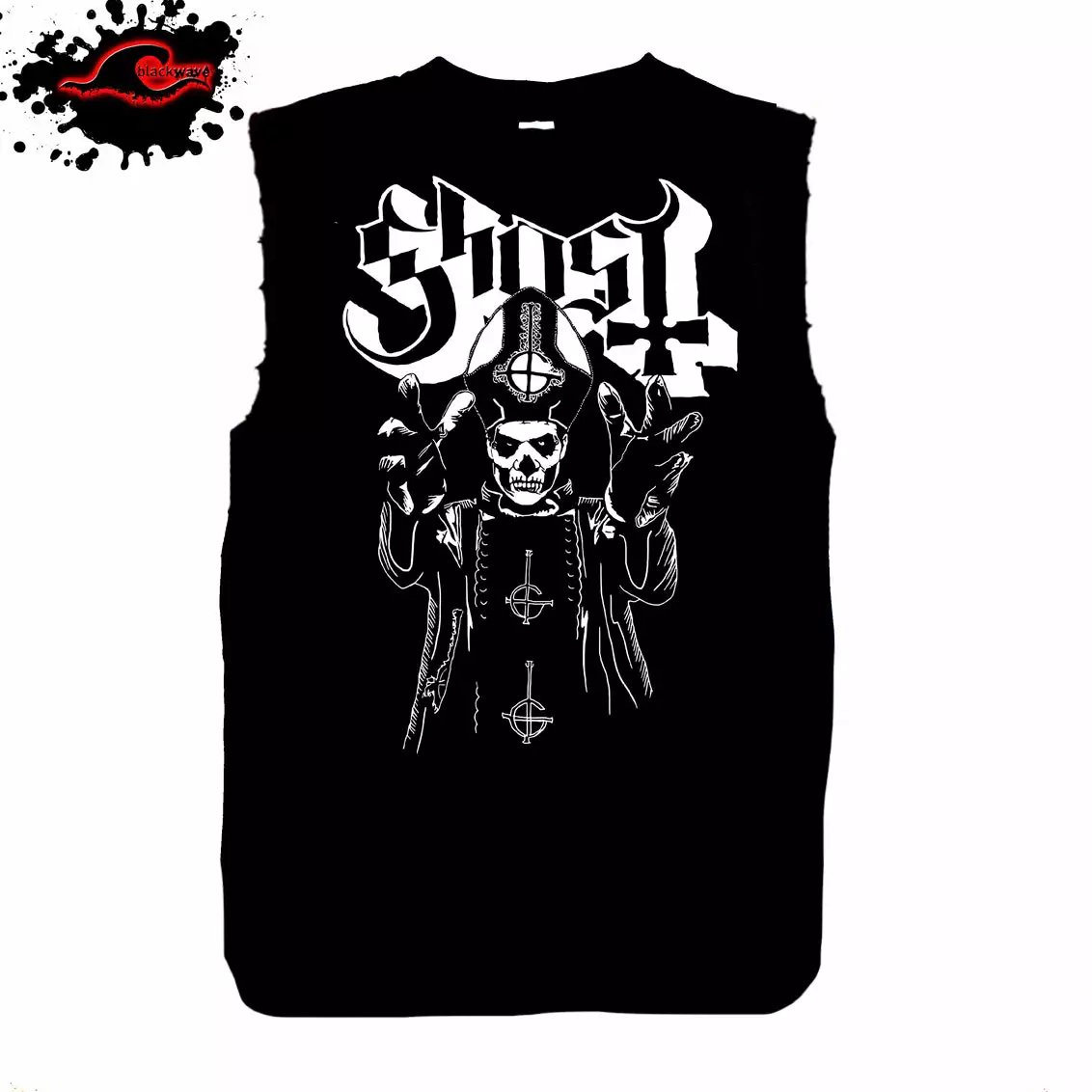 Gildan - Premium Ghost - Papa Wrath - Frayed-Cut Modified Singlet