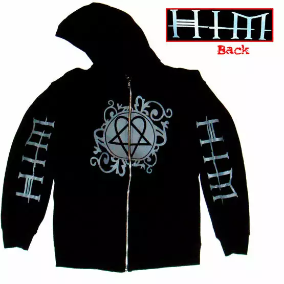 HIM - Grey Logo - Negative Clothing Seamless Zip - Band Hoodie