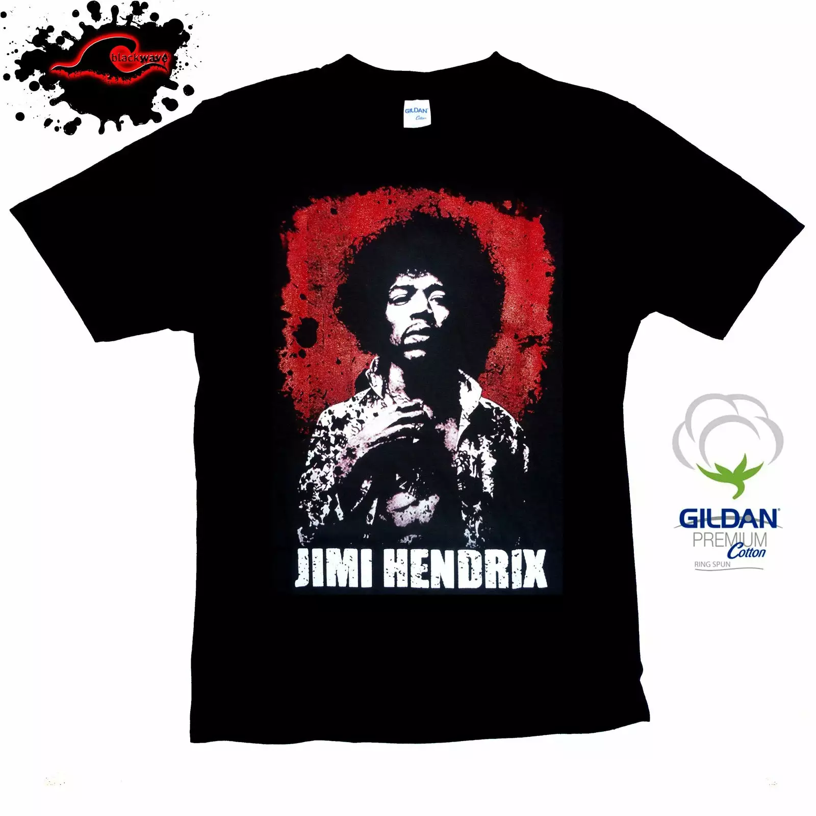 Gildan - Premium Jimi Hendrix - Red Back - Band T-Shirt In XXL & XXXL