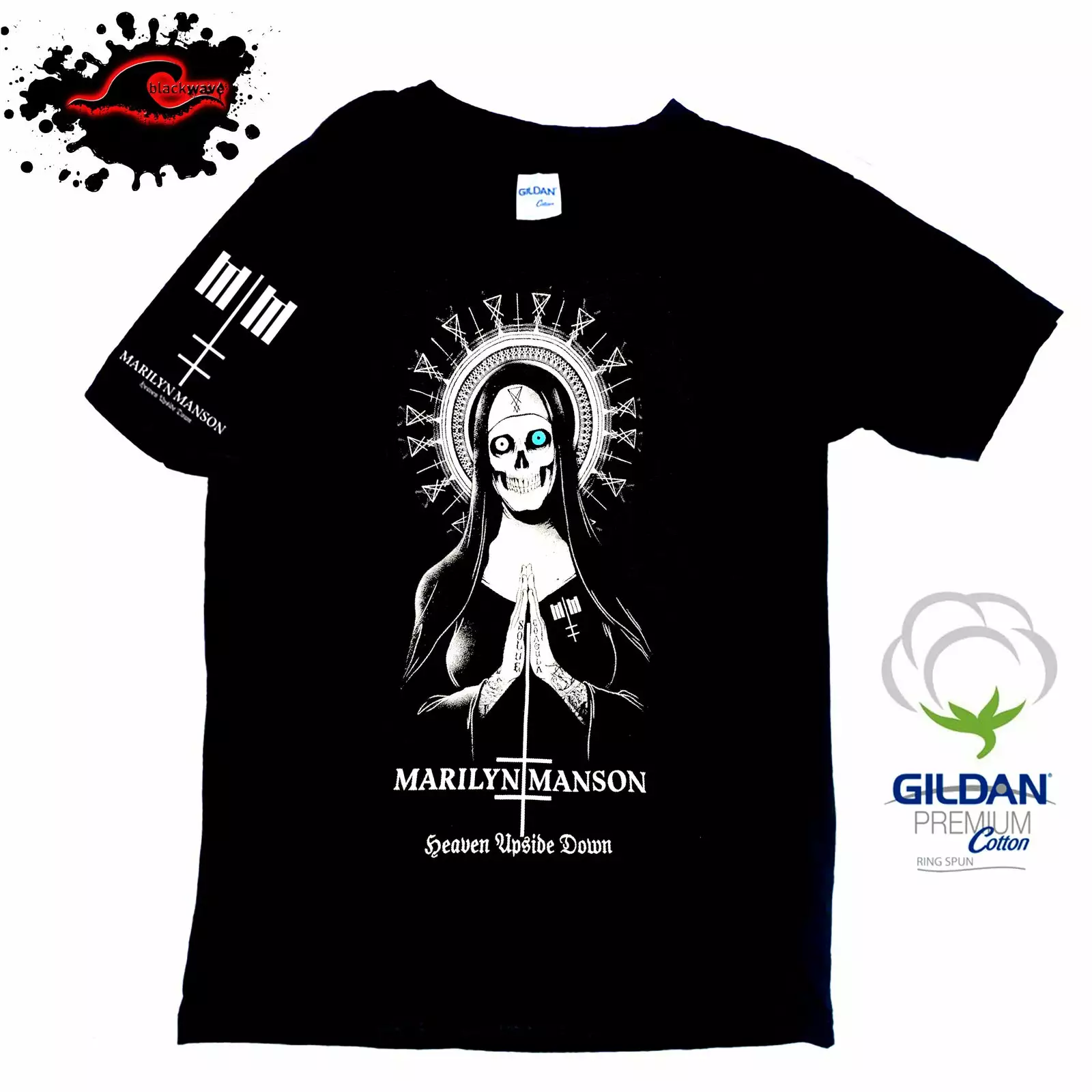 Gildan - Premium Marilyn Manson - Heaven Upside Down - Band T-Shirt - Image 3