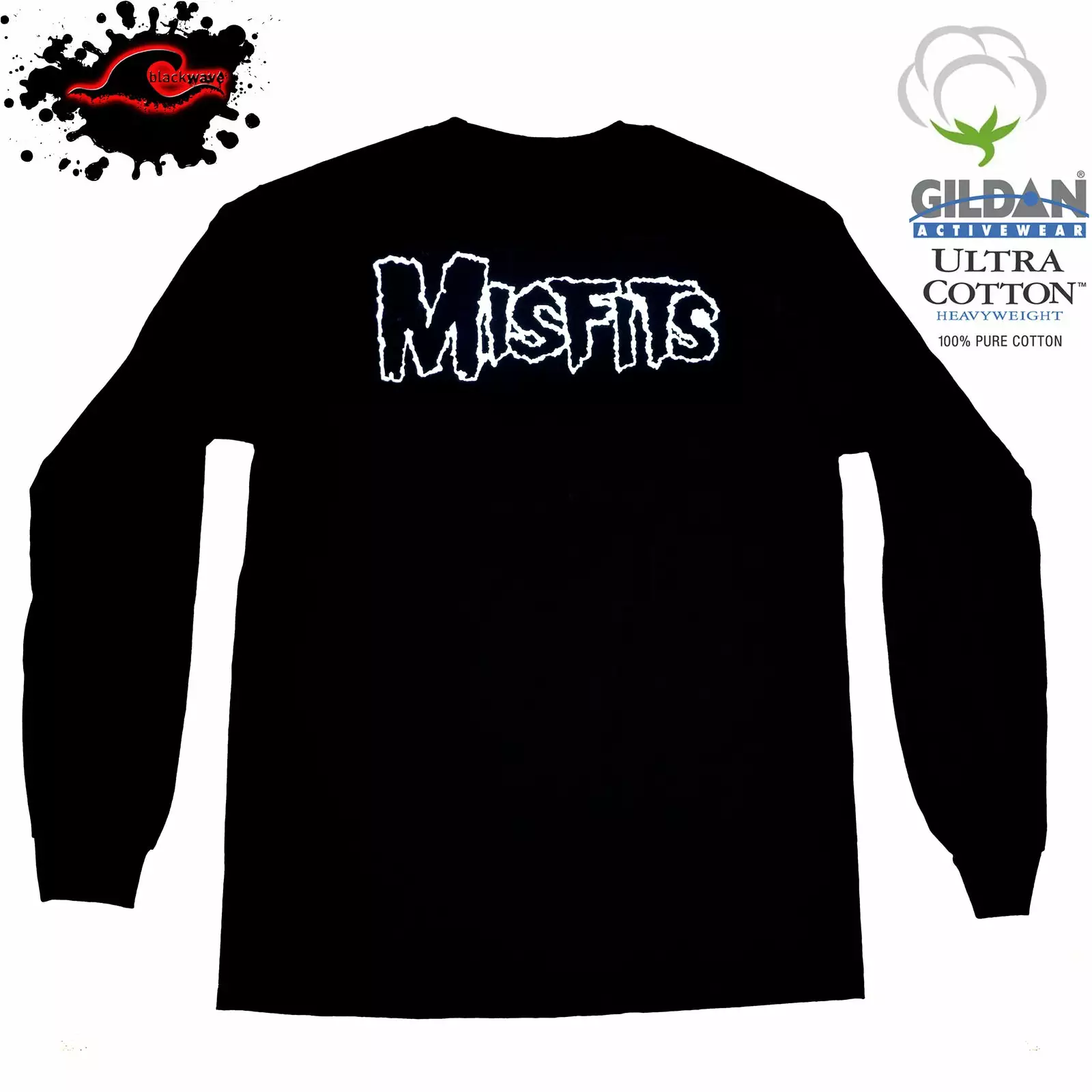 Gildan - Premium Misfits - Classic Fiend Skull - Long Sleeve Band Shirt - Image 2