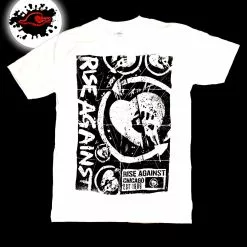 Gildan - Premium Rise Against - Collage - Kings Road Merch - Official Licensed White Band T-Shirt
