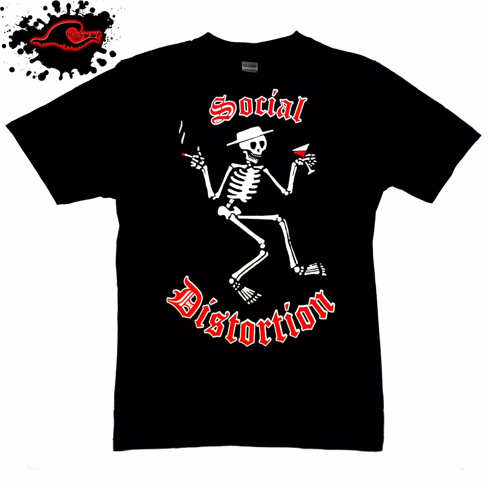 Gildan - Premium Social Distortion - Skelly Logo - Frayed-Cut Modified Singlet